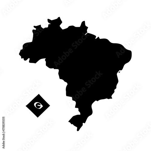 Brazil map with flag for travel and tourism