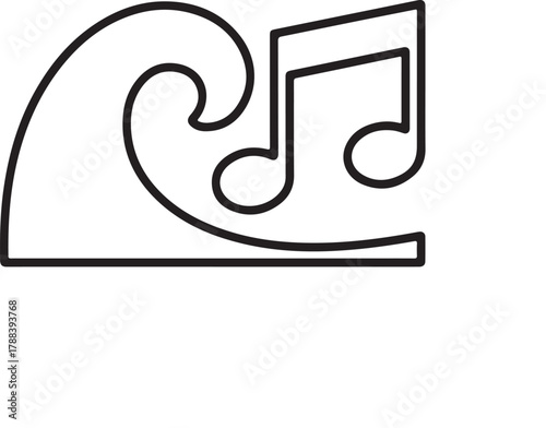Wave transforming into musical notes line art