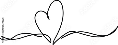 hand drawn line drawing of an abstract love heart