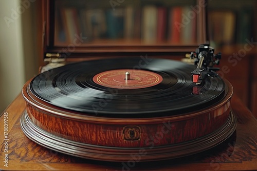 Vintage Vinyl Record on Turntable in Soft Ambient Light