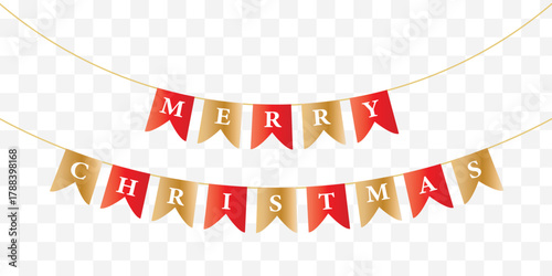 Festive bunting flags with letters Merry Christmas in traditional colors for your decoration. Merry Christmas. colorful flags garland. Vector illustration. Best Collection. EPS 10.