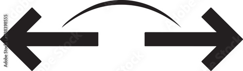 Black arrows pointing opposite directions with curved line vector