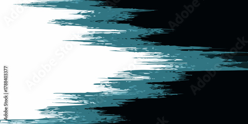 Abstract vertical border with textured teal and black shapes against a white background