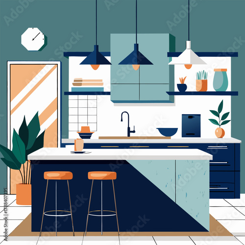 interior of a room with a table