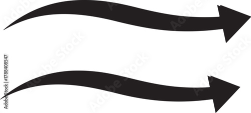 Black curved arrows pointing right and left directional graphic