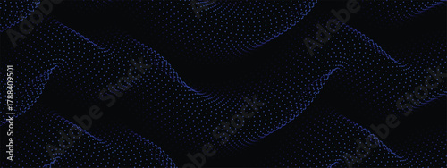 Modern abstract background with dynamic blue dots on black for professional design