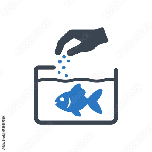 Feeding pet fish icon
