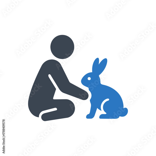Petting pet rabbit icon