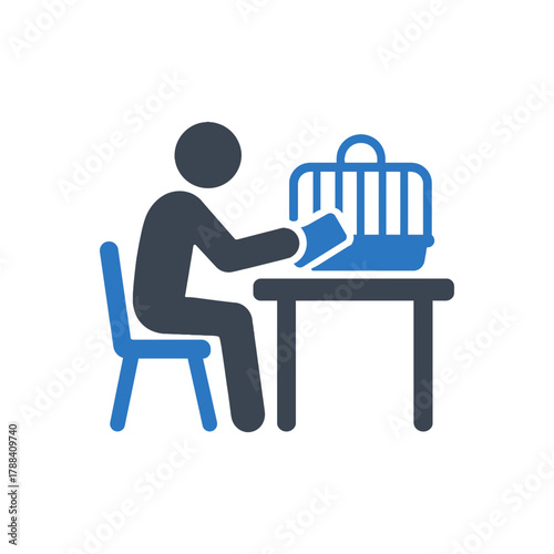 Person with pet carrier icon