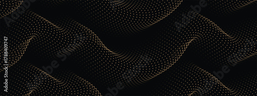 Abstract golden glowing dotted waves for elegant modern background designs