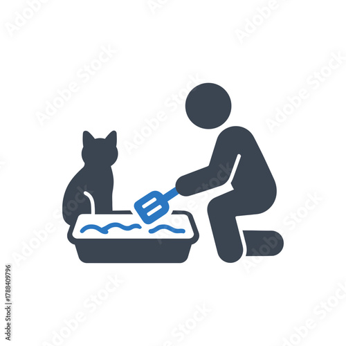 Cleaning cat litterbox icon