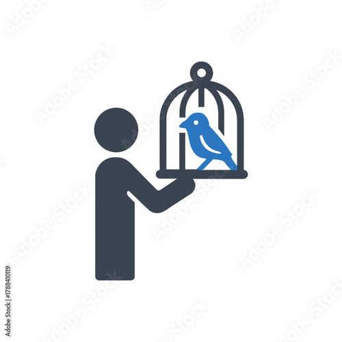 Holding pet birdcage icon