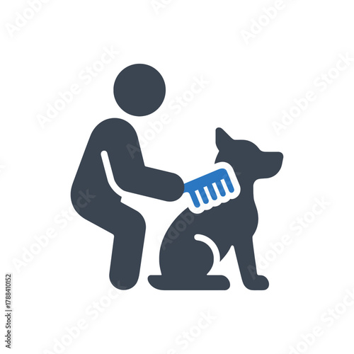 Combing pet dog icon