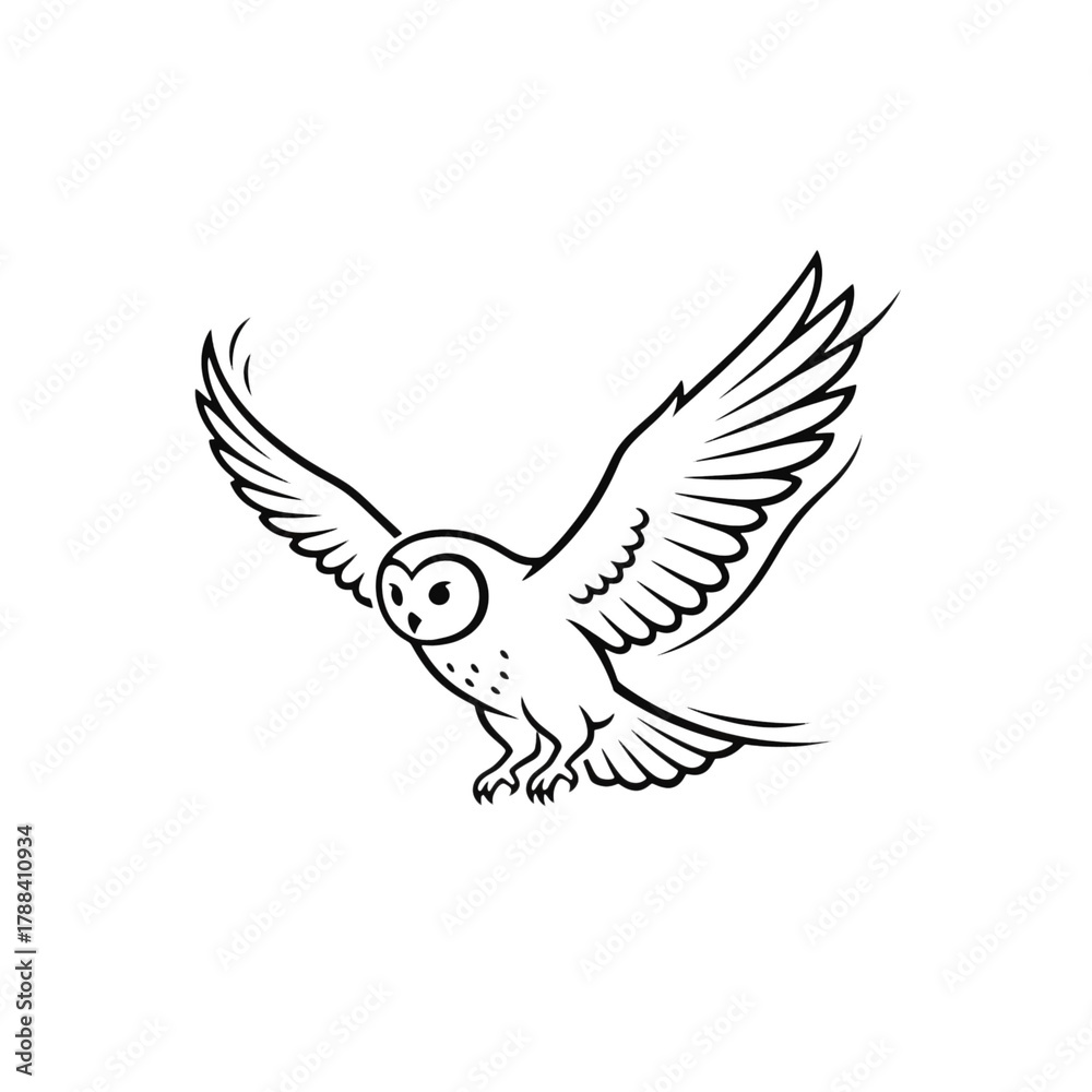 Fototapeta premium Minimalist black line drawing of an owl isolated on transparent background