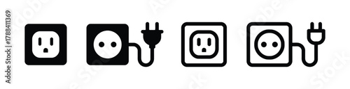 electrical outlet, power socket, plug, electrical plug, electricity, power, connection, energy, icon, set, collection, technology, appliance, wiring, domestic, graphic, design element, silhouette, bla