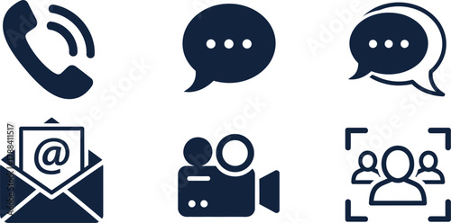 Digital Communication Contact Social Media Icons Set with vector illustration