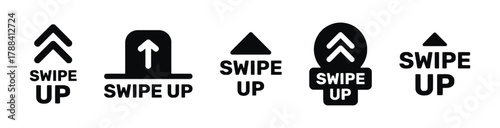 swipe up, icon, set, collection, gesture, finger, arrow, direction, mobile, app, interface, ui, ux, scrolling, navigation, button, graphic, design, element, black and white, modern, simple, clean, iso