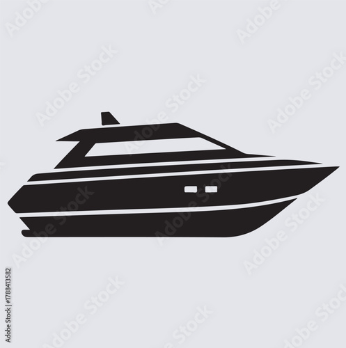 a yacht silhouette vector art illustration, yacht isolated on white background