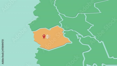 Mapa de Bolivia con división política resaltando el Departamento  Oruro