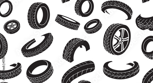 Dynamic Vector Pattern of Car Tires with Textured Treads for Automotive Designs
