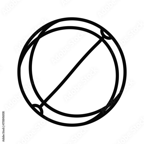 Abstract geometric circle with diagonal line and arcs