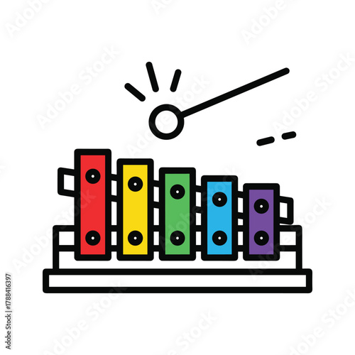 Colorful xylophone with mallet