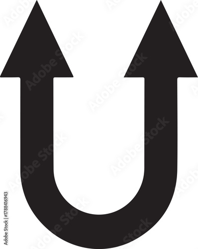Black U shape with upward pointing arrows direction