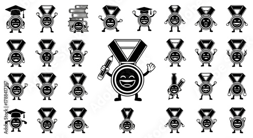 Medal Character Education Achievement Award Success Diploma Graduation Icon Winner Prize Recognition Isolated Background