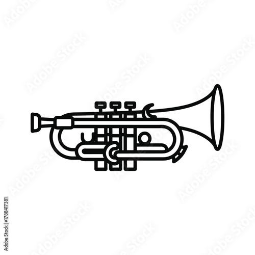 Outline illustration of a trumpet musical instrument