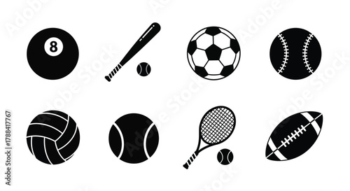 Set of different sport balls