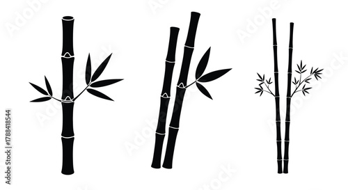 Three bamboo stalks in black color