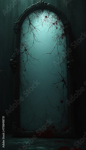 Gothic Blood Streaked Mirror Horror Portrait