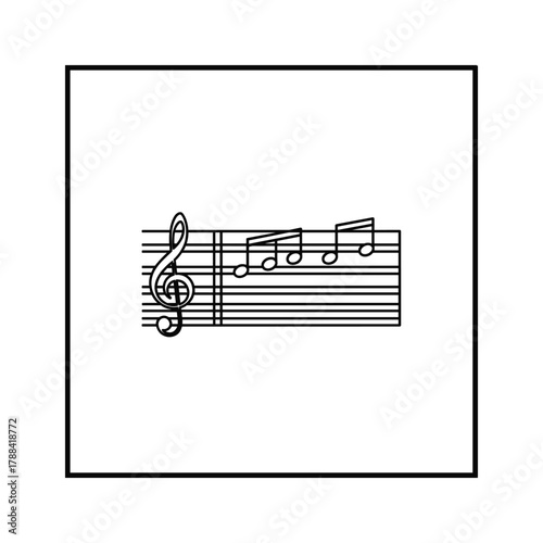 Musical notes on a staff with a treble clef