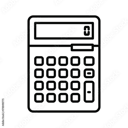 Simple black line art icon of a calculator