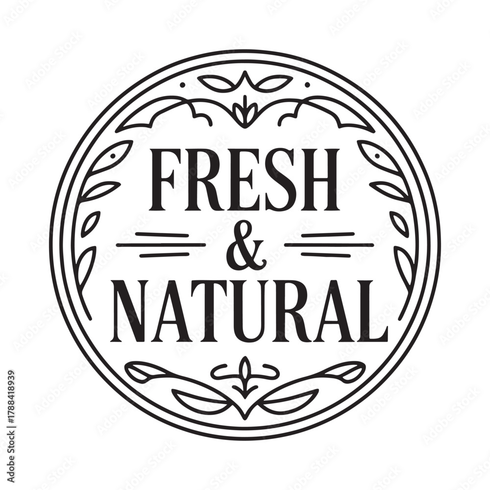 Fototapeta premium Vintage fresh and natural emblem with laurel wreath