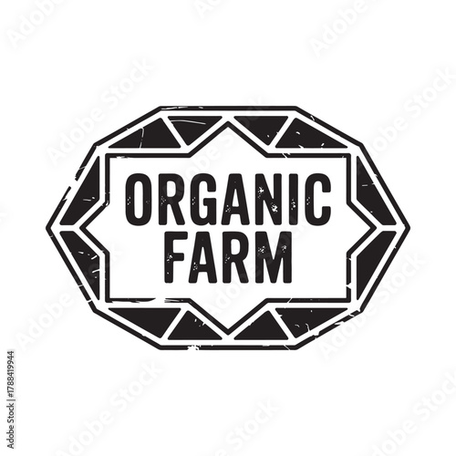 Rustic organic farm emblem with geometric border