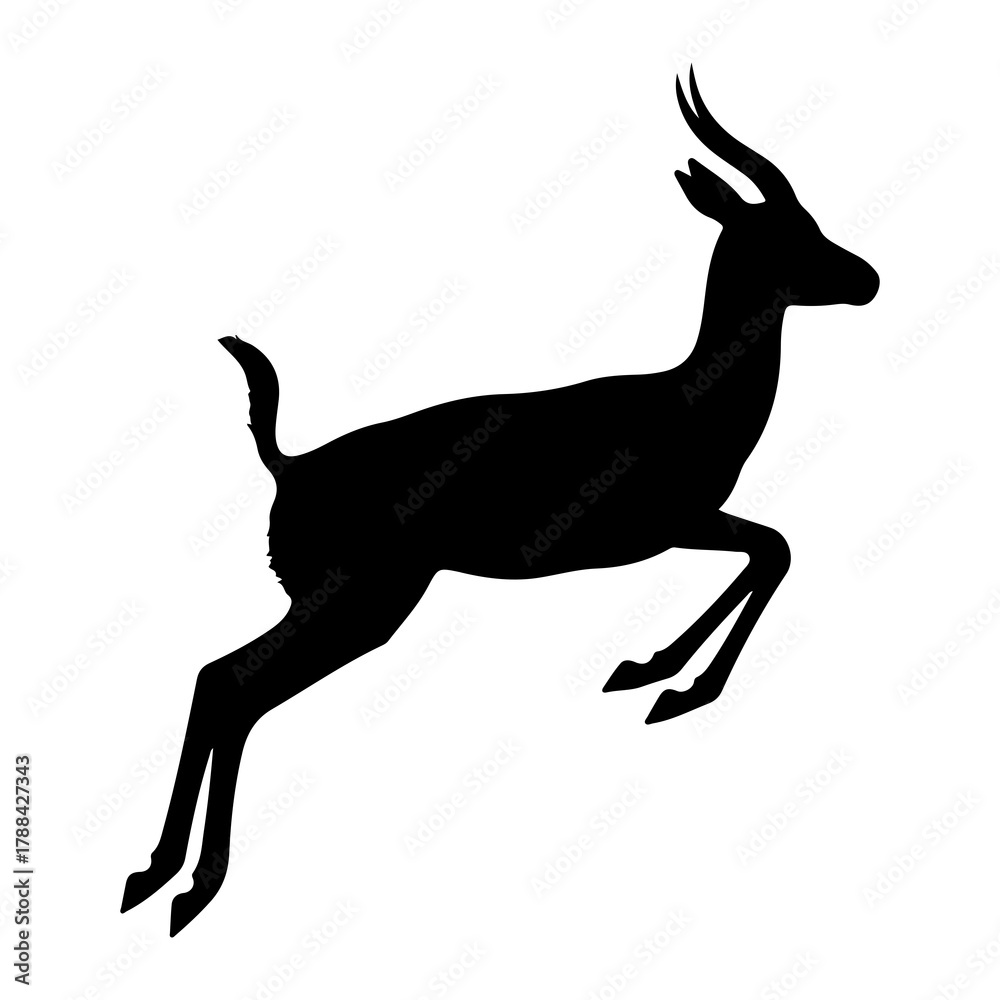 Fototapeta premium Gazelle Silhouette Leaping in Mid- Air antelope jumping