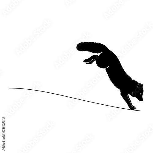 Fox Silhouette Leaping on a Thin Line animal wildlife
