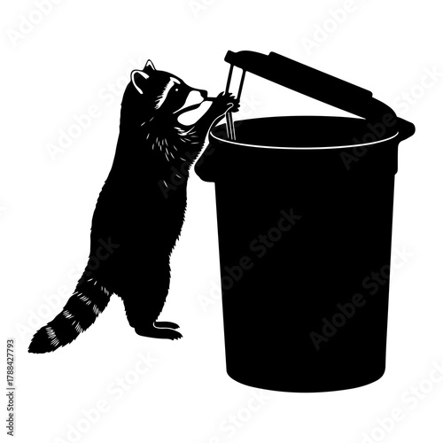 Raccoon Opening Trash Can Silhouette animal wildlife