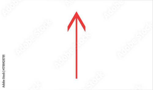 Simple red arrow pointing directly upwards on a white background