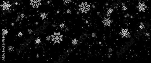 heavy snowfall, snowflakes in different shapes and forms. Many white cold snowflake elements on transparent background. White snowflakes flying in the air. Snow flakes, snow background, christmas