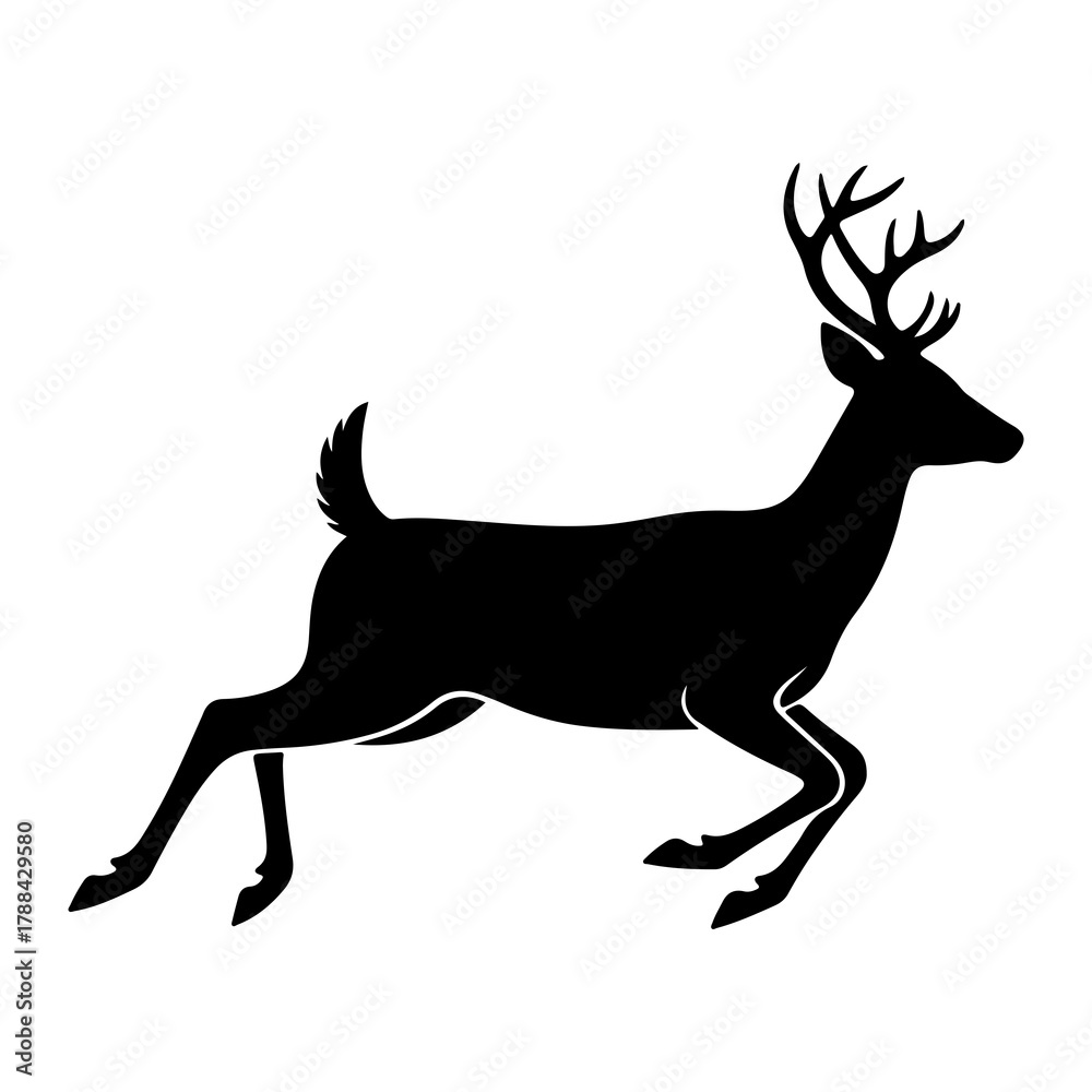 Obraz premium Silhouette of a Running Deer with Antlers stag buck