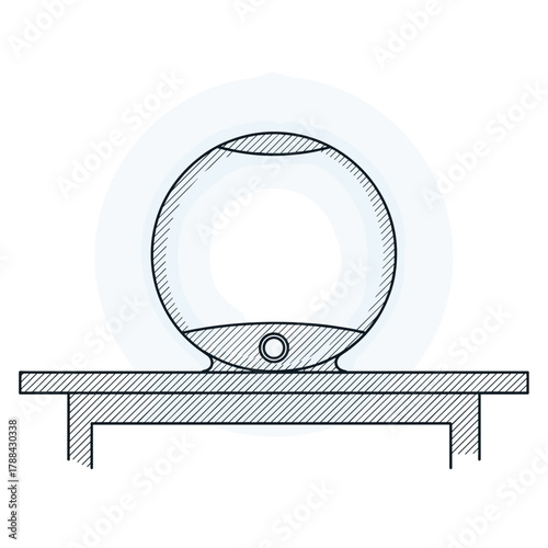 Glowing orb AI assistant on a desk representing CES tech expo  