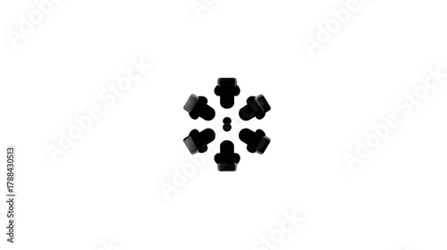 Black abstract human figures forming a circular group, representing community, connection, unity, teamwork, and social networking