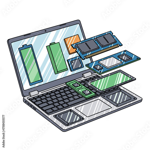Modular laptop with easily upgradable components displaying CES tech expo  