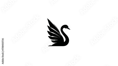 Stylized Black Swan Logo Icon. Elegant Minimalist Graphic Design Concept on White Background. Modern Vector Illustration.