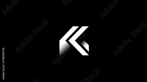 Abstract Geometric Letter K Symbol with Modern Sleek Design on a Dark Background. Minimalist Graphic Element for Branding.