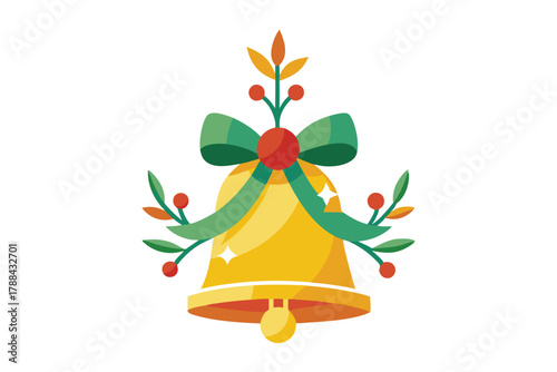 wedding christmas bells with ribbons on white background