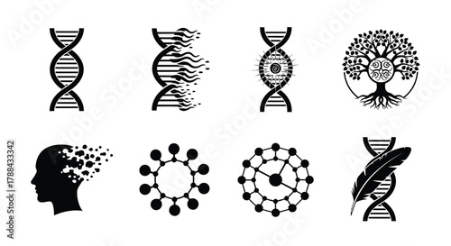 Dna science genetics research evolution biology icons vector art editable vector