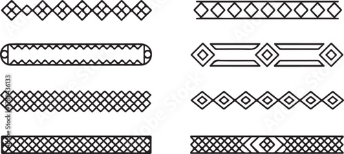 Geometric Diamond and Zigzag Line Borders Vector Set: Seamless Divider, Edge, and Decoration Elements